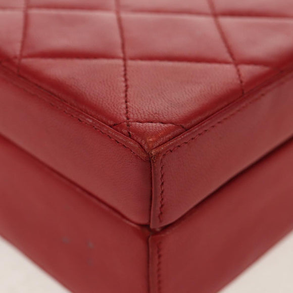 CHANEL Matelasse Chain Shoulder Bag Leather Red Gold CC Auth 152456V