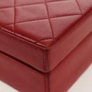 CHANEL Matelasse Chain Shoulder Bag Leather Red Gold CC Auth 152456V-18