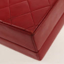 CHANEL Matelasse Chain Shoulder Bag Leather Red Gold CC Auth 152456V-20