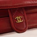 CHANEL Matelasse Chain Shoulder Bag Leather Red Gold CC Auth 152456V-21