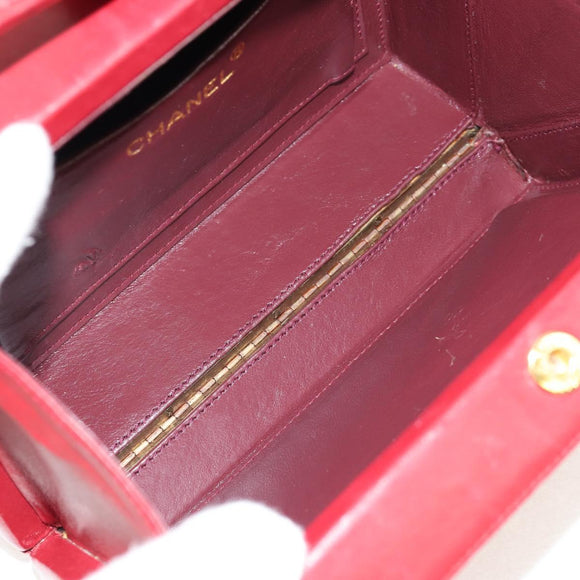 CHANEL Matelasse Chain Shoulder Bag Leather Red Gold CC Auth 152456V