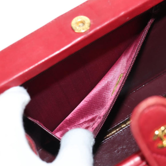 CHANEL Matelasse Chain Shoulder Bag Leather Red Gold CC Auth 152456V