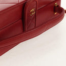 CHANEL Matelasse Chain Shoulder Bag Leather Red Gold CC Auth 152456V-7