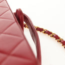 CHANEL Matelasse Chain Shoulder Bag Leather Red Gold CC Auth 152456V-14