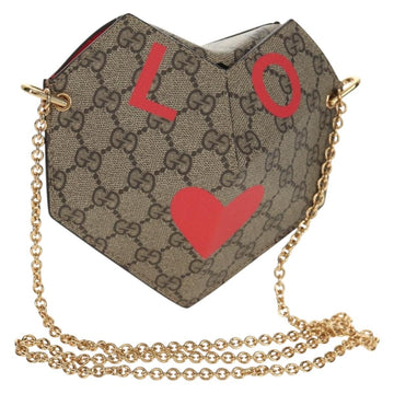 GUCCI GG Supreme Chain Shoulder Bag PVC Beige Gold 678131 Auth 152468AM