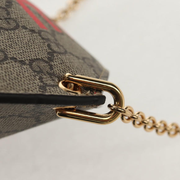 GUCCI GG Supreme Chain Shoulder Bag PVC Beige Gold 678131 Auth 152468AM