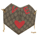 GUCCI GG Supreme Chain Shoulder Bag PVC Beige Gold 678131 Auth 152468AM-2