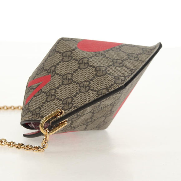 GUCCI GG Supreme Chain Shoulder Bag PVC Beige Gold 678131 Auth 152468AM