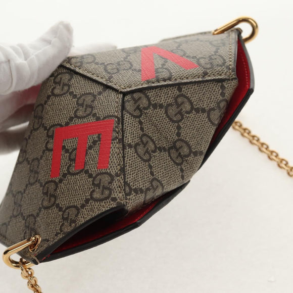 GUCCI GG Supreme Chain Shoulder Bag PVC Beige Gold 678131 Auth 152468AM