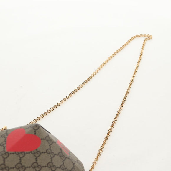 GUCCI GG Supreme Chain Shoulder Bag PVC Beige Gold 678131 Auth 152468AM