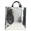 PRADA Hand Bag Metallic leather Silver Auth 152470M-1