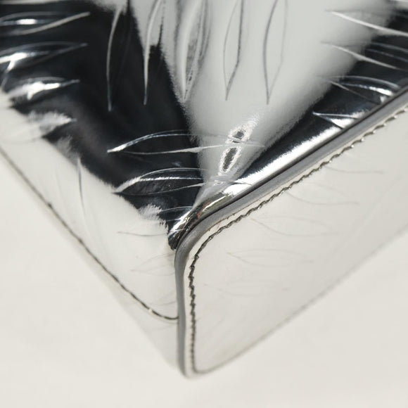 PRADA Hand Bag Metallic leather Silver Auth 152470M