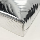 PRADA Hand Bag Metallic leather Silver Auth 152470M-14