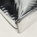 PRADA Hand Bag Metallic leather Silver Auth 152470M-15