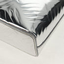 PRADA Hand Bag Metallic leather Silver Auth 152470M-16