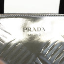 PRADA Hand Bag Metallic leather Silver Auth 152470M-17
