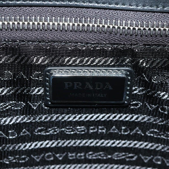 PRADA Hand Bag Metallic leather Silver Auth 152470M