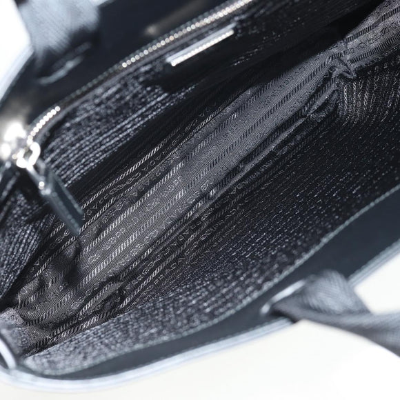 PRADA Hand Bag Metallic leather Silver Auth 152470M