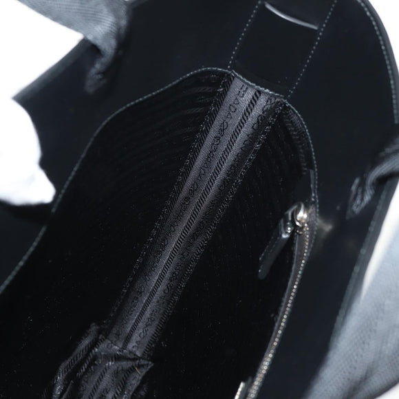 PRADA Hand Bag Metallic leather Silver Auth 152470M