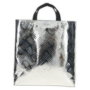 PRADA Hand Bag Metallic leather Silver Auth 152470M-13