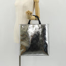 PRADA Hand Bag Metallic leather Silver Auth 152470M-23