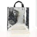 PRADA Hand Bag Metallic leather Silver Auth 152470M-12