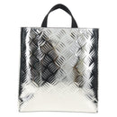 PRADA Hand Bag Metallic leather Silver Auth 152470M-2