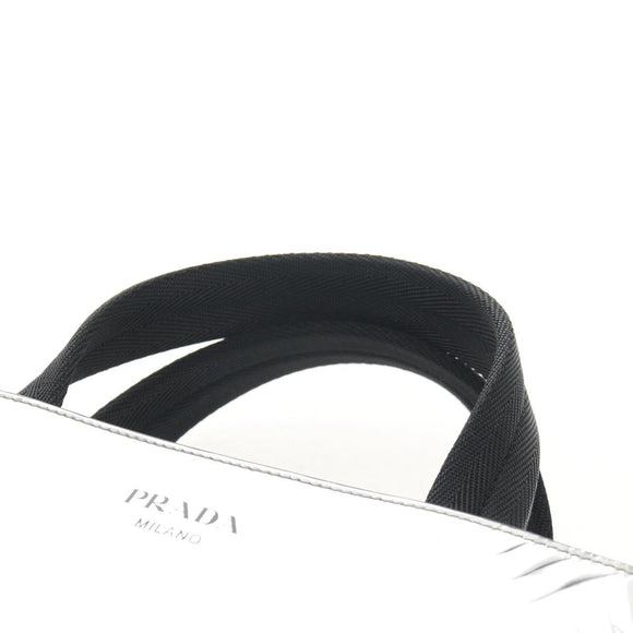 PRADA Hand Bag Metallic leather Silver Auth 152470M