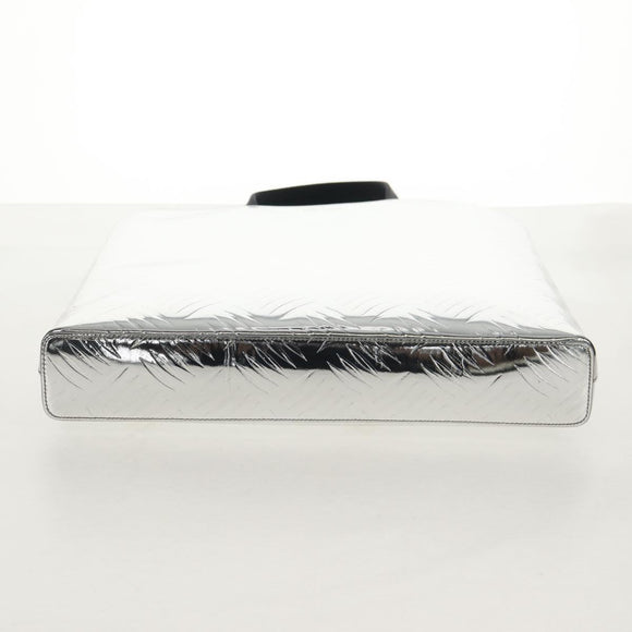 PRADA Hand Bag Metallic leather Silver Auth 152470M