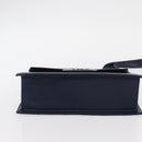 GIVENCHY Hand Bag Leather 2way Navy Gold Auth 152500-5