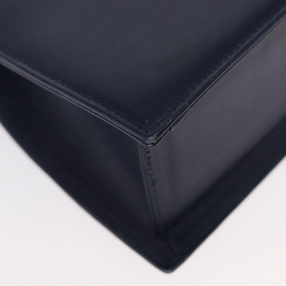 GIVENCHY Hand Bag Leather 2way Navy Gold Auth 152500