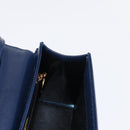 GIVENCHY Hand Bag Leather 2way Navy Gold Auth 152500-21