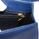 GIVENCHY Hand Bag Leather 2way Navy Gold Auth 152500-23