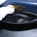 GIVENCHY Hand Bag Leather 2way Navy Gold Auth 152500-12