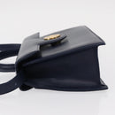 GIVENCHY Hand Bag Leather 2way Navy Gold Auth 152500-4