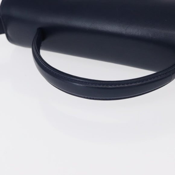 GIVENCHY Hand Bag Leather 2way Navy Gold Auth 152500