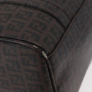 FENDI Zucchino Canvas Boston Bag PVC Dark Brown Gold Auth 152507-8