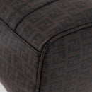 FENDI Zucchino Canvas Boston Bag PVC Dark Brown Gold Auth 152507-15