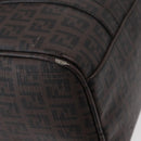 FENDI Zucchino Canvas Boston Bag PVC Dark Brown Gold Auth 152507-16