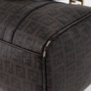 FENDI Zucchino Canvas Boston Bag PVC Dark Brown Gold Auth 152507-17