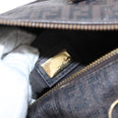 FENDI Zucchino Canvas Boston Bag PVC Dark Brown Gold Auth 152507-18