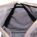 FENDI Zucchino Canvas Boston Bag PVC Dark Brown Gold Auth 152507-19