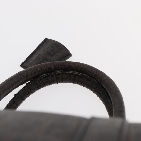 FENDI Zucchino Canvas Boston Bag PVC Dark Brown Gold Auth 152507