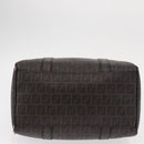 FENDI Zucchino Canvas Boston Bag PVC Dark Brown Gold Auth 152507-5