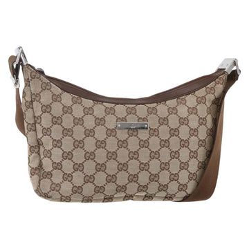 GUCCI GG Canvas Shoulder Bag Brown Silver 019 0433 Auth 152559