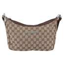 GUCCI GG Canvas Shoulder Bag Brown Silver 019 0433 Auth 152559-13