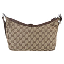 GUCCI GG Canvas Shoulder Bag Brown Silver 019 0433 Auth 152559-2
