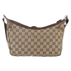 GUCCI GG Canvas Shoulder Bag Brown Silver 019 0433 Auth 152559 - 0
