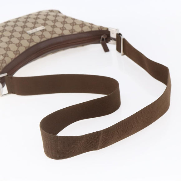 GUCCI GG Canvas Shoulder Bag Brown Silver 019 0433 Auth 152559