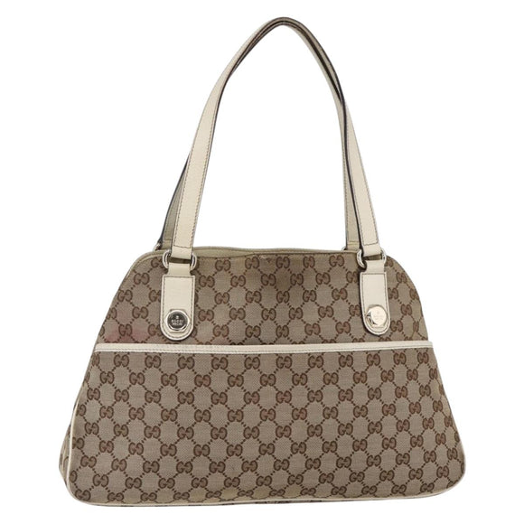 GUCCI GG Canvas Tote Bag Beige Gold 163288 Auth 152561
